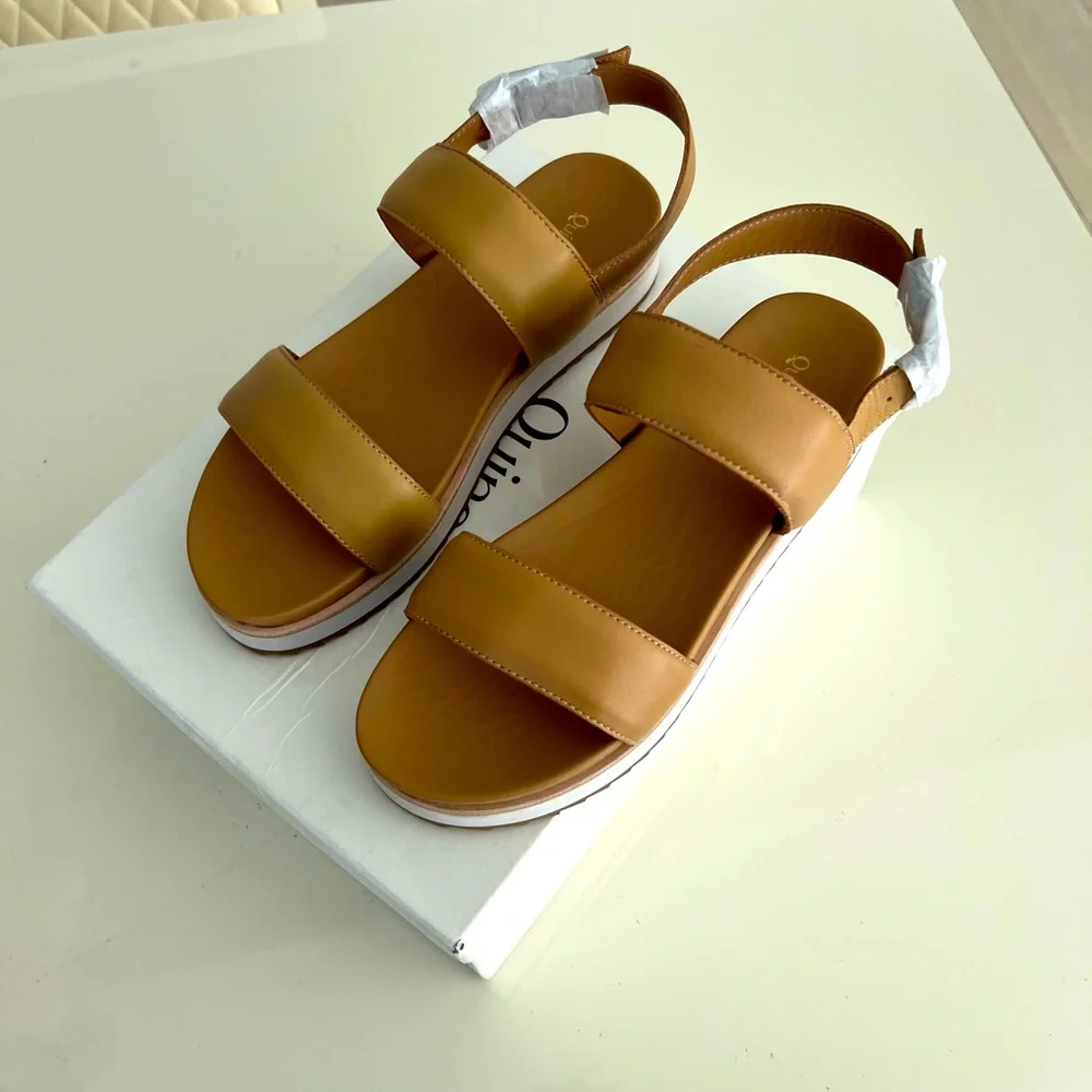 Quince Italian Leather Platform Sandal Size 7 - Picture 9 of 14